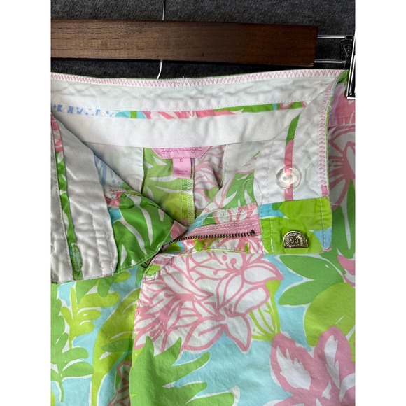 Lilly Pulitzer Capri Shorts Women's Size 12 Tropical Floral Print Cotton Pockets - Picture 8 of 11